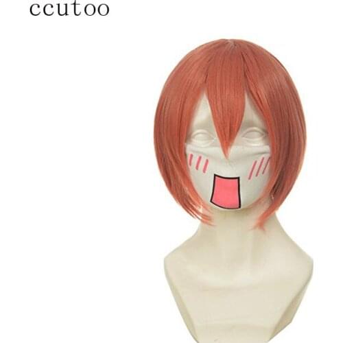Ccutoo 12" Red Orange Short Straight Bobo Styled Synthetic Hair M Shape Cosplay Full Wigs