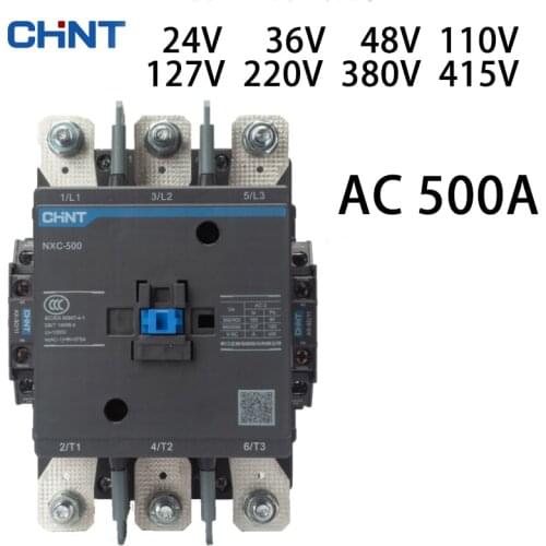 CHINT NXC-500 contactor 500A AC 24V 36V 48V 110V 127V 220V 380V 415V Used for frequently starting and controlling ac motor