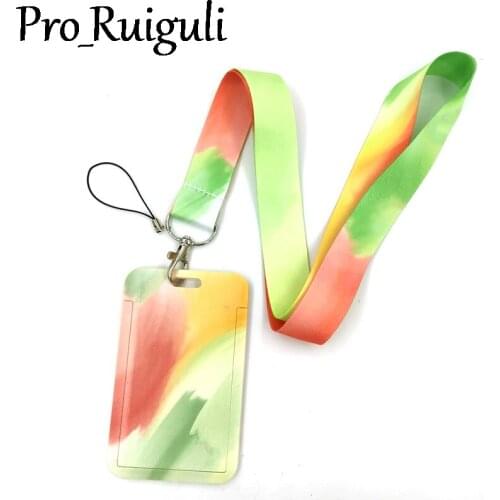 Colorful Color Contrast Anime Lanyard Badge Holder ID Card Lanyards Mobile Phone Rope Key Lanyard Neck Straps Keychain Key Ring