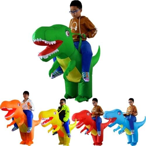 Kids Boy Christmas Dinosaur Inflatable Costumes Carnival Ride On Dino Costume Halloween Cosplay Party Dress Child Birthday Gift