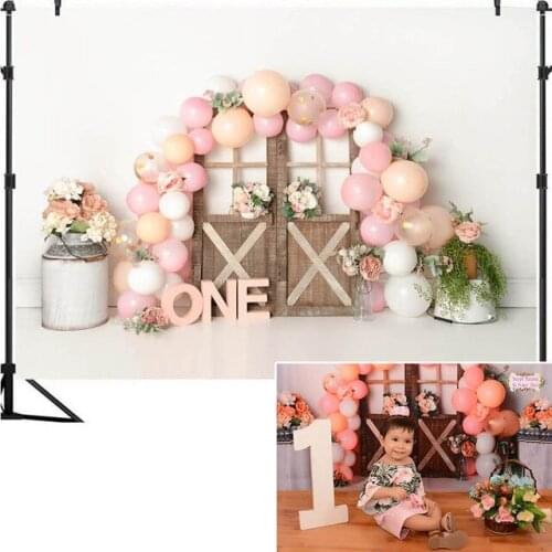 One Birthday Balloons Flower Birthday Photography Backdrops Photo Props Studio Booth Background