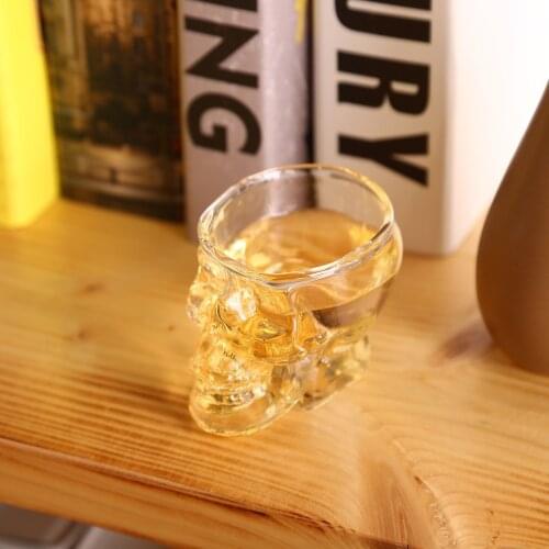 Hot 1pcs 75x52x54mm Crystal Skull Head Shot Glass Cup for Whiskey Wine Vodka Transparent Home Drinking Ware Man Gift Cup