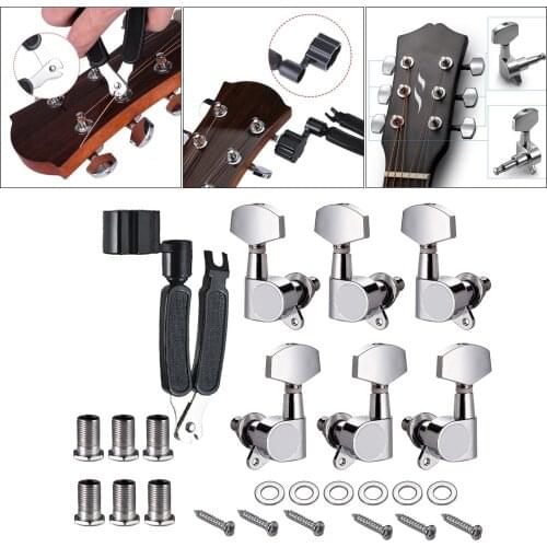 6pcs Guitar Tuners Machine Heads 3L & 3R Acoustic Guitar Tuning Pegs Machine Head Tuners Knobs Tuning Keys Guitar Parts