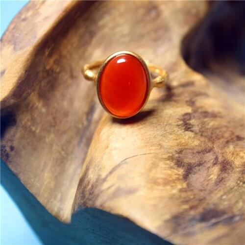 New Fashion Jewelry Red agate Concise Bohemia ring For Women Classic Vintage Ethnic silver inlay rings Luxury namour Charm Gift