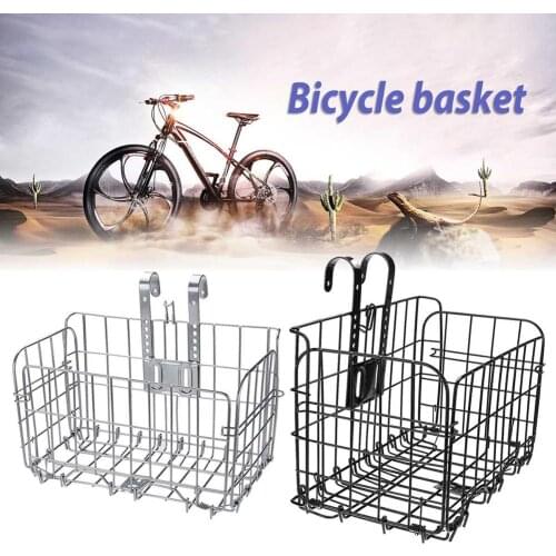 Metal Bike Bicycle Front Basket Foldable Handlebar Thick Iron Cycling Container Iron Bicycle Basket Front Handlebar Bike Basket