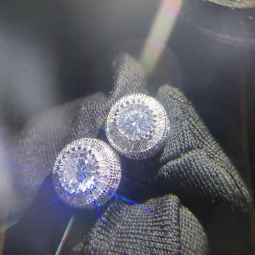 Fashion Hip Hop Micro Pave Round White Zircon Stud Earrings For Men Women Rock Style Gold Bling Bling Fashion Earrings Z4T328