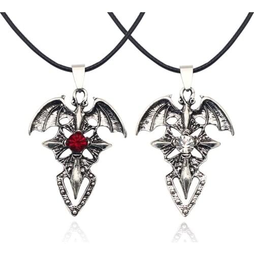 Fashion Men And Women Pendants Punk Retro Red Gothic Rhinestone Cross Necklace Unisex Black Rope Necklace Pendant Holiday Gift
