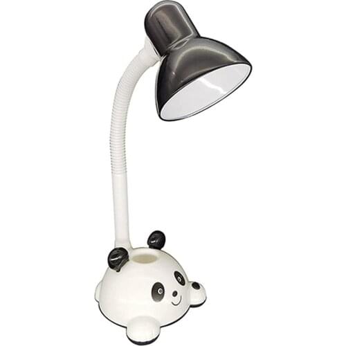 Eye Protection Desk Lamp, Incandescent Lamp with Pen Holder, Cartoon Night Reading Desk Lamp for Dormitory,Black,EU Plug