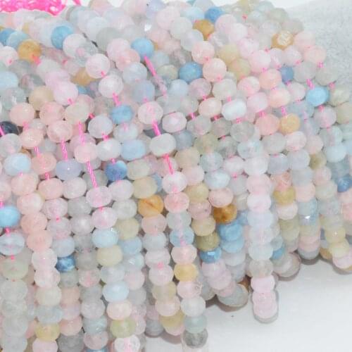 Natural Multiple Color Beryl Faceted Rondelle Beads 4.5x6mm