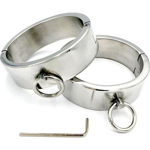 Stainless Steel 3cm High Ankle Cuffs Ring Sex Toys For Women/Men Adult Games Restraints BDSM Bondage Feet Fetish Metal Legcuffs