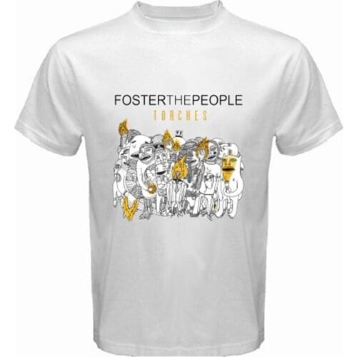 New FOSTER THE PEOPLE Torches Rock Band Mens White T-Shirt Size S to 3XL