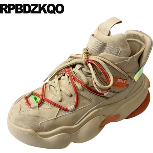 Flats Sneakers Muffin Thick Sole Trainers Fur Leisure Genuine Leather Harajuku Women Suede Creepers Platform Shoes Elevator Nude