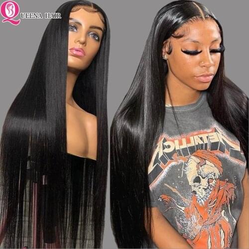 Queena Bone Straight Human Hair Wig 5x5 Hd Transparent Lace Closure Wig Pre Plucked Straight Closure Wig Remy Peruvian Hair Wigs