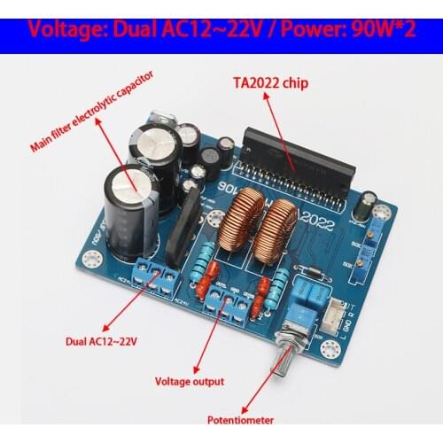 KYYSLB YJ205 Dual AC12~22V 90W*2 Power Amplifier Board TA2022 Amplifier Board