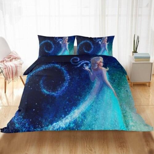 Disney Anna Elsa Bedding Series Frozen Children Girls Adult Bedroom Decoration Blue Down Quilt Cover Pillowcase Home Spin