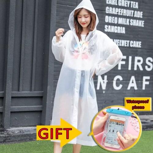 Transparent raincoat for women and men portable outdoor travel raincoat waterproof disposable camping hooded plastic rain cover