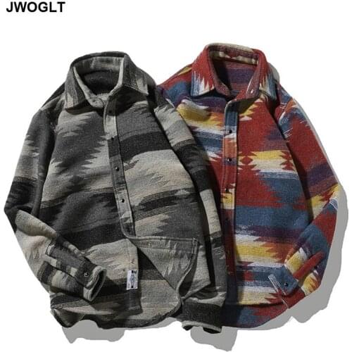 Dropshipping Autumn Winter Hipster Thick Mens Shirts Streetwear Long Sleeve Casual Christmas Red Shirts Tops Male Clothing