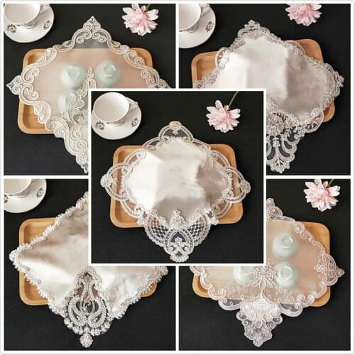 Promotional European Mesh Gold Velvet Stitching Napkin Placemat Pad Cushion Vase Lamp Mat Small Jewelry Cover Fabric Tablecloth
