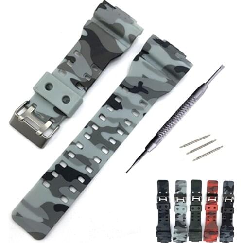 Rubber Watch Strap For G Shock Replacement Black Camouflage Sport Waterproof Watchbands Accessories 16mm Watch Belt