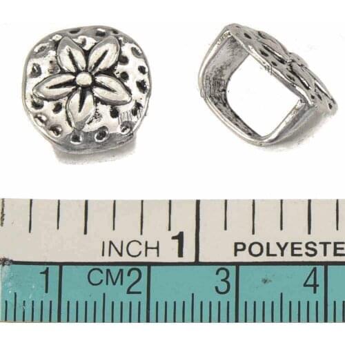 Charms beads multi watch rope bangles handcrafts diy material flower slide 10x7mm large hole silver jewelry accessory 15mm 15pcs