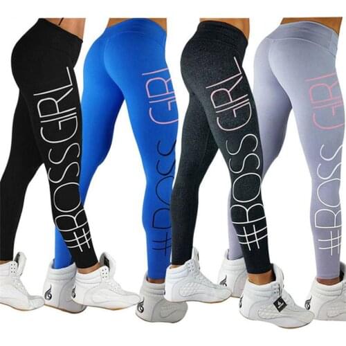 Multicolor Letters Printed Yoga Pants Elastic Sport Running Tights Fitness Breathable Gym Leggings Women Workout Trousers