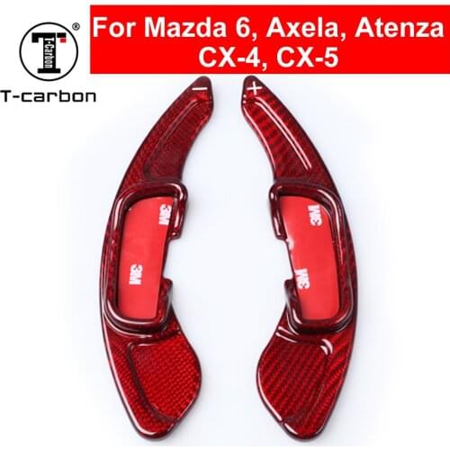 Car Styling Interior Inner Real Carbon Fiber Steering Wheel Shift Paddles Extension Shifters For Mazda Axela Atenza CX-5 CX-4