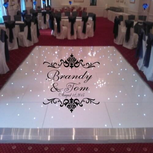 Dance Floor Decal Wedding Day Fancy Vinyl Stickers Personalized Names And Date Removable Decal Wedding Decor AJ577
