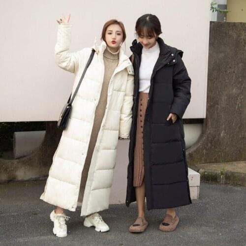 Down Cotton Parka Super Long Jacket Female Knee Winter Jacket Woman With Thick Black Coat In Winter e435