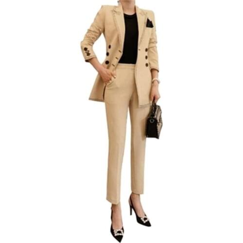 Fashion goddess suit suit female autumn / spring New fashion Temperament double-breasted blazer + pants two-piece suit women