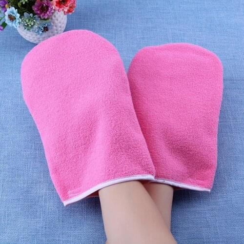 1pair Heat Preservation Paraffin Hot Wax Hand Foot Protection Beauty Care Gloves Professional SPA Cotton Mittens hand care Nail