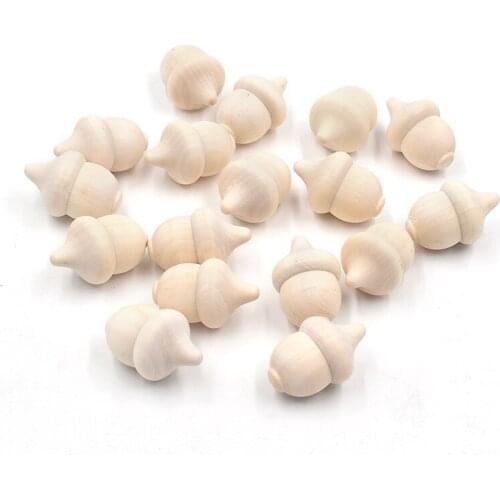 10pcs 23x36mm Acorn Wooden Beads DIY Childrens Painted Toy Accessories Loose Wood Beads Handicraft Decoration