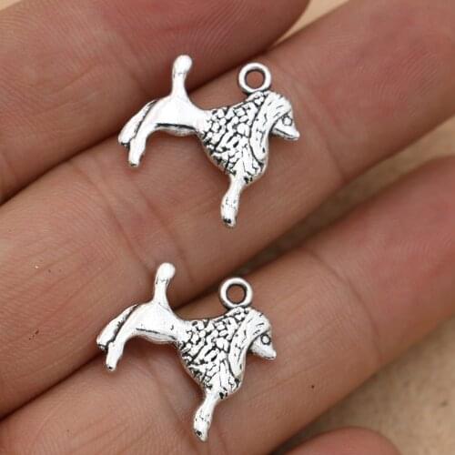 10pcs Antique Silver Plated Dog Charm Pendant for Bracelet Necklace Jewelry DIY Making Accessories 17x20mm