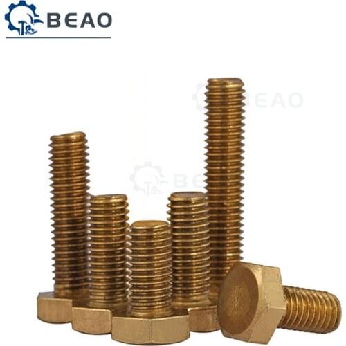 10Pcs DIN933 Brass Screws Hexagon Socket Bolts M4 M5 M6 Length 6/8/10/12/16/20/25/30-60mm