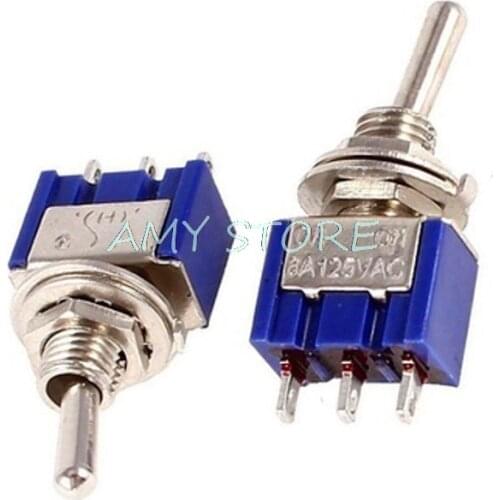 10Pcs MTS-103 ON-OFF-ON 3 Pins 3 Positions Mini Latching Toggle Switches AC 125V/6A 250V/3A