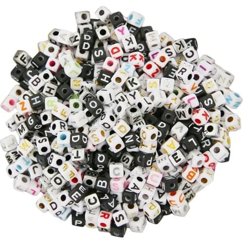 1200-pack 5mm Cube A-Z Alphabet Letters Beads Mixed DIY Educational Toys, Handmade Gift