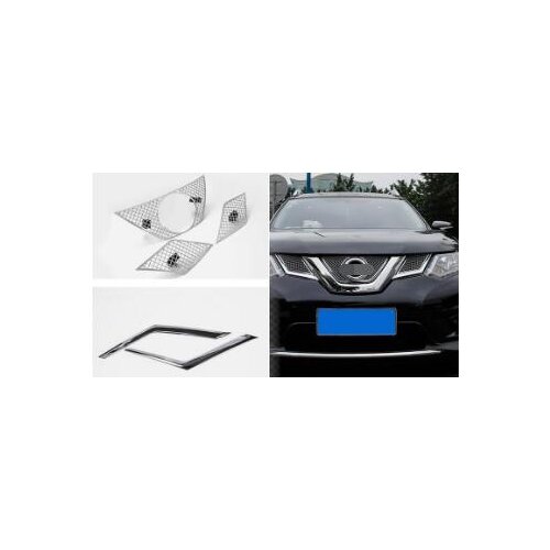 ABS chrome Front grille decoration cover trim stickers case For Nissan X-Trail l Rogue car 2014 2015 accessories