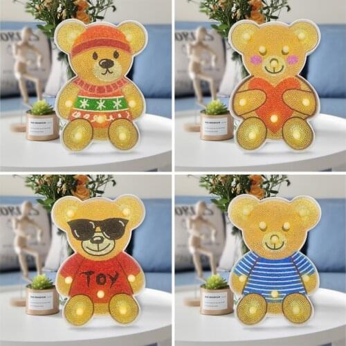 YI BRIGHT 5D Full Drill Diamond Painting LED Lamp Light Bear Mosaic Embroidery Cross Stitch Kit Home Decoration Gift New Arrival