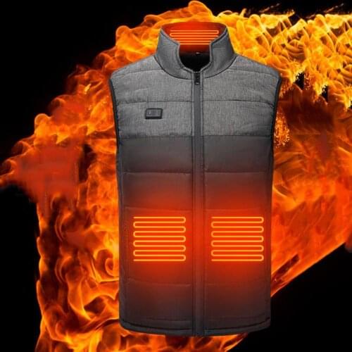 Sleeveless Stand Collar Unisex Waistcoat USB Heated Thicken Warm Double Switch 4 Heating Areas Winter Waistcoat Thermal Clothing
