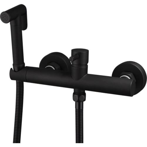 Bidet taps with bidet shower black copper Hot and Cold bidet shower Brass wall mounted woman washer mop tap with shattaf set