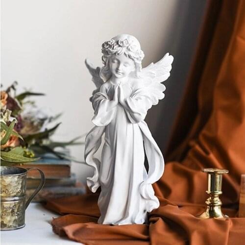 Large Retro Fairy Angel Ornaments Resin Virgin Statue Sculpture Crafts Art Sketch Model Photo Garden Festival Decoration Gift