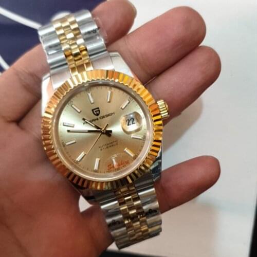 PAGANI DESIGN Mens Watches Two Tones Automatic Mechanical Jubilee Bracelet Stainless Steel Wrist Watch for Men Datejust Homage
