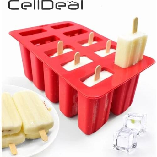 Ice Cream Mold Food Grade Silicone Molds 4/10 Cavity DIY Popsicle Pudding Mold Reusable Lolly Ice Tray Kitchen Accessories