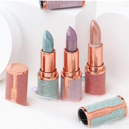 Diamond Glitter Lipstick Star Matte Lipstick Moisturizing Waterproof Lip Balm Long-Lasting Non-Stick Cup Attractive Lip Makeup