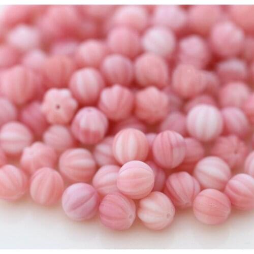 Artificial colored Glass Pumpkin pink Czech spacer Beads for Making Jewelry accessories 8mm 10pcs