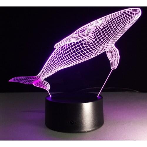 Sperm Whale 3D LED Lamp Novelty Led Usb Night Light Lampe Deco Light Fixtures Creative Gifts For Valentines Day Birthday Light