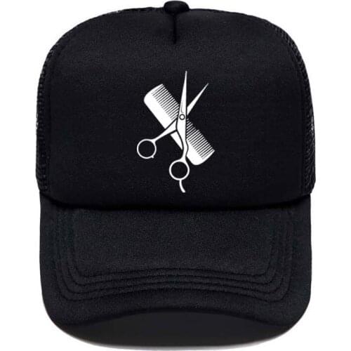 Hairdresser Stylist Scissors Comb Baseball Cap Casual Men Women Parent-child Hats Mesh Visor Outdoor Sun Hat Adjustable Caps
