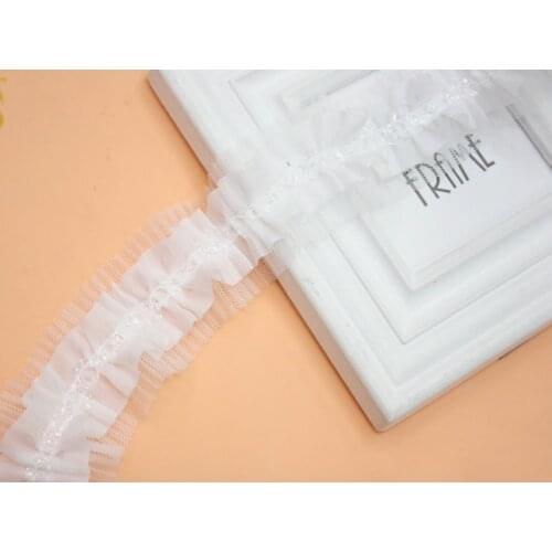 40Yards 5cm Ivory White Ruffle Lace Trim Ribbon Pleated Tape Dress Doll Clothes