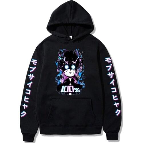 Personality Mob Psycho 100 Hoodie Harajuku Mobu Saiko Hyaku Cool Mob Print Men Women Fashion Hoody Boys Girls Lovely Hoodie