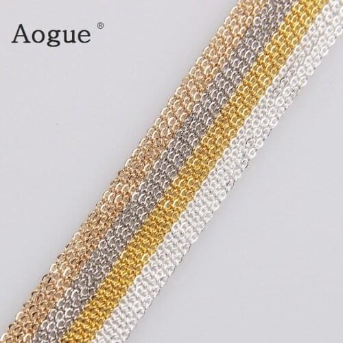 5m/lot 0.3x1.3x1.3mm Metal Necklace Chains Silver/Rose Gold Color Bulk Iron For DIY Jewelry Accessories