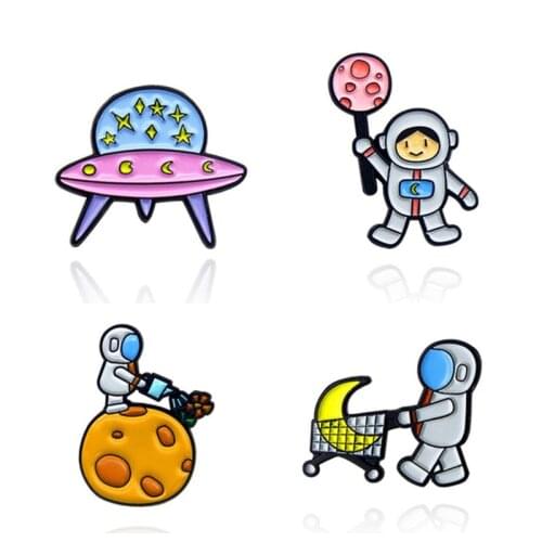 Cute Lapel Pins Badges Enamel Brooches For Women Mini Anime Hijab Pins Astronaut Decorative Badges Metal Brooches On Backpack